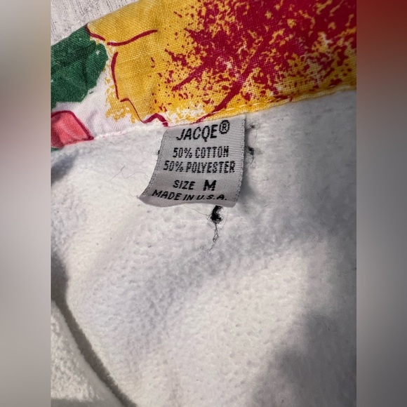 Vintage Jacqe White Floral Patchwork San Francisco Sweatshirt Medium - Picture 5 of 10